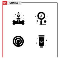 Modern Set of 4 Solid Glyphs Pictograph of pipe cloakcoin temperature search cloak Editable Vector Design Elements