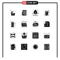 conjunto de 16 iconos de ui modernos símbolos signos para crecer bebida hoja playa bebida elementos de diseño vectorial editables vector