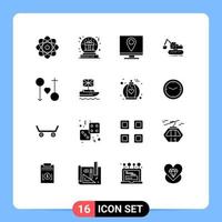 Pictogram Set of 16 Simple Solid Glyphs of female lift address construction page Editable Vector Design Elements