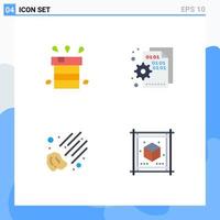 User Interface Pack of 4 Basic Flat Icons of bag setting resistant codding meteorite Editable Vector Design Elements