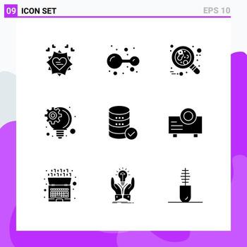 Solid Glyph Pack of 9 Universal Symbols of security innovative process blood innovative idea red Editable Vector Design Elements