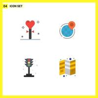 Mobile Interface Flat Icon Set of 4 Pictograms of celebration point holiday business city Editable Vector Design Elements