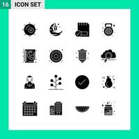 16 Thematic Vector Solid Glyphs and Editable Symbols of directory fitness computers weight gym Editable Vector Design Elements