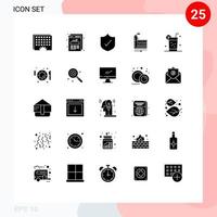conjunto de 25 iconos de interfaz de usuario modernos signos de símbolos para estadísticas web de fábrica de frutas consumo de energía elementos de diseño de vectores editables