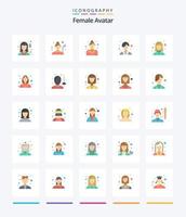 Creative Female Avatar 25 Flat icon pack  Such As woman. doctor. golfer. waitress. restaurant vector