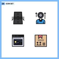 Set of 4 Modern UI Icons Symbols Signs for bridge hours grid management page Editable Vector Design Elements