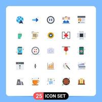 grupo de símbolos de icono universal de 25 colores planos modernos de elementos de diseño vectorial editables de bandera de contenido multimedia de interfaz de usuario vector