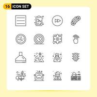 16 User Interface Outline Pack of modern Signs and Symbols of date clock radio science dish Editable Vector Design Elements