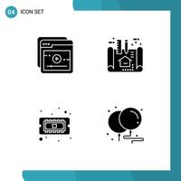 4 User Interface Solid Glyph Pack of modern Signs and Symbols of education cpu apartment scheme balloons Editable Vector Design Elements