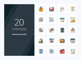 20 Marketing Growth Flat Color icon for presentation vector