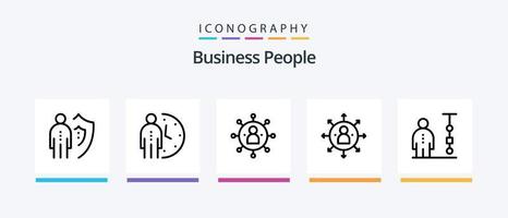 paquete de iconos de la línea 5 de personas de negocios que incluye grupo. navegador. planificación. oportunidad. empleado. diseño de iconos creativos vector