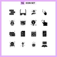 16 Thematic Vector Solid Glyphs and Editable Symbols of baby gestures hand gesture down Editable Vector Design Elements