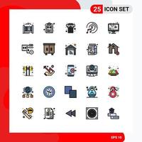 25 Universal Filled line Flat Color Signs Symbols of software diagnosed architecture multimedia cd disk Editable Vector Design Elements