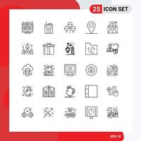 Line Pack of 25 Universal Symbols of colleague proposal bloon love letter car Editable Vector Design Elements