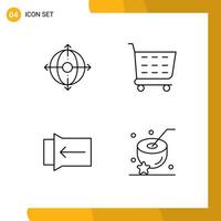 Pack of 4 creative Filledline Flat Colors of business touch product shopping cart water Editable Vector Design Elements