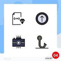 4 Creative Icons Modern Signs and Symbols of coding camera document arrow retro Editable Vector Design Elements