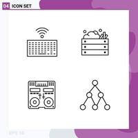 4 User Interface Line Pack of modern Signs and Symbols of hardware cd type garden deck Editable Vector Design Elements