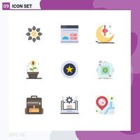 Pack of 9 creative Flat Colors of investment earnings design eid decoration Editable Vector Design Elements