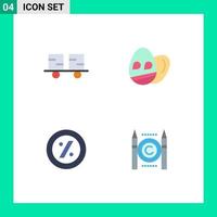 Group of 4 Modern Flat Icons Set for caterpillar vehicles percent forklift truck easter business Editable Vector Design Elements