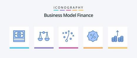 paquete de iconos de finanzas azul 5 que incluye . estrategia. dinero. dinero. diseño de iconos creativos vector