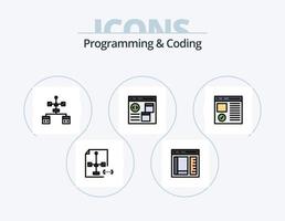 paquete de iconos llenos de línea de programación y codificación 5 diseño de iconos. codificación. aplicación desarrollo. programación. desarrollo vector