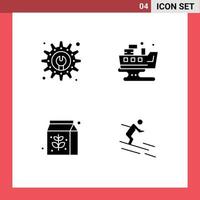 4 Universal Solid Glyph Signs Symbols of development tool package leaked waste ski Editable Vector Design Elements