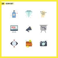 Modern Set of 9 Flat Colors Pictograph of ecommerce education strategy coding computer Editable Vector Design Elements