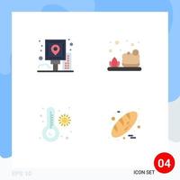 Modern Set of 4 Flat Icons Pictograph of city temperature post cleaning baking Editable Vector Design Elements