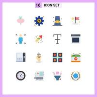 Group of 16 Modern Flat Colors Set for person growth cap management flag Editable Pack of Creative Vector Design Elements