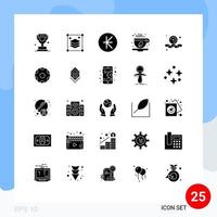25 Universal Solid Glyphs Set for Web and Mobile Applications plus leaf currency coffee coffee cup Editable Vector Design Elements