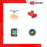 Set of 4 Modern UI Icons Symbols Signs for bath book dryer heart interface Editable Vector Design Elements