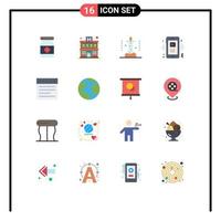 Mobile Interface Flat Color Set of 16 Pictograms of web mobile science player smart Editable Pack of Creative Vector Design Elements