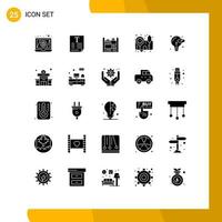 User Interface Pack of 25 Basic Solid Glyphs of idea process home creative bp gauge Editable Vector Design Elements