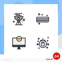 4 iconos creativos, signos y símbolos modernos de dispositivos de playa, hardware de limpieza de parrillas, elementos de diseño vectorial editables vector