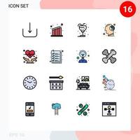 16 Creative Icons Modern Signs and Symbols of heart health cardiogram glass mind meditation Editable Creative Vector Design Elements