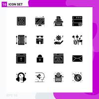 16 User Interface Solid Glyph Pack of modern Signs and Symbols of game athletics typing activities options Editable Vector Design Elements