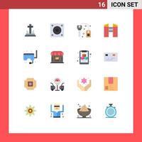 Universal Icon Symbols Group of 16 Modern Flat Colors of ocean goggles hotel construction buildings Editable Pack of Creative Vector Design Elements