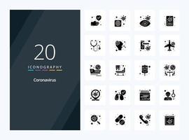 20 Coronavirus Solid Glyph icon for presentation vector