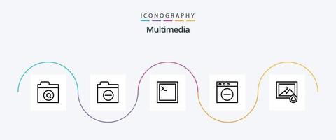 Multimedia Line 5 Icon Pack Including . image. code. cloud. delete vector