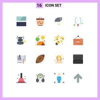 paquete de iconos de vector de stock de 16 signos y símbolos de línea para joyería de roca collar de cruz eléctrica paquete editable de elementos creativos de diseño de vectores