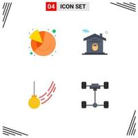 4 Thematic Vector Flat Icons and Editable Symbols of chart swing marketing lock ball Editable Vector Design Elements
