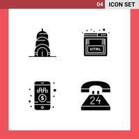 Editable Vector Line Pack of 4 Simple Solid Glyphs of chrysler pay money coding marketing anytime Editable Vector Design Elements