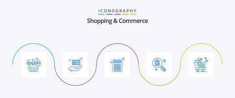 paquete de iconos azul 5 de compras y comercio que incluye envío global. entrega mundial. cálculo. compras. bolso vector