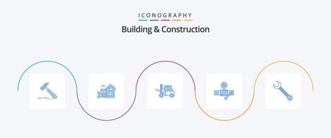 Building And Construction Blue 5 Icon Pack Including gage. construction. appartment. building. transport vector