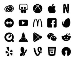 20 Social Media Icon Pack Including google play media youtube vlc envato vector