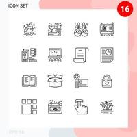 User Interface Pack of 16 Basic Outlines of combination display tailoring shop buy Editable Vector Design Elements