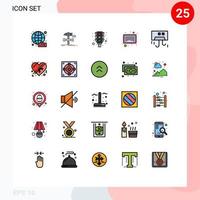 Set of 25 Modern UI Icons Symbols Signs for condition scan service product stop Editable Vector Design Elements