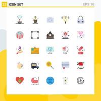 Universal Icon Symbols Group of 25 Modern Flat Colors of reference kamerton pot fork ui Editable Vector Design Elements