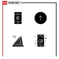 4 User Interface Solid Glyph Pack of modern Signs and Symbols of bluetooth web mobile browser construction Editable Vector Design Elements