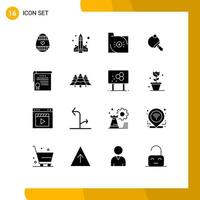16 Creative Icons Modern Signs and Symbols of tennis racket rocket pong document Editable Vector Design Elements
